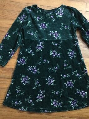 VTG GAP Velvet Floral Girls Dress Size Small